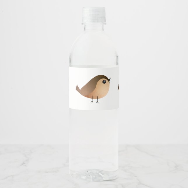 Sparrow Bird Cartoon  Water Bottle Label (Front)