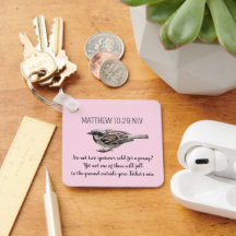 Sparrow Bird Cast Your Cares Bible Verse Pink