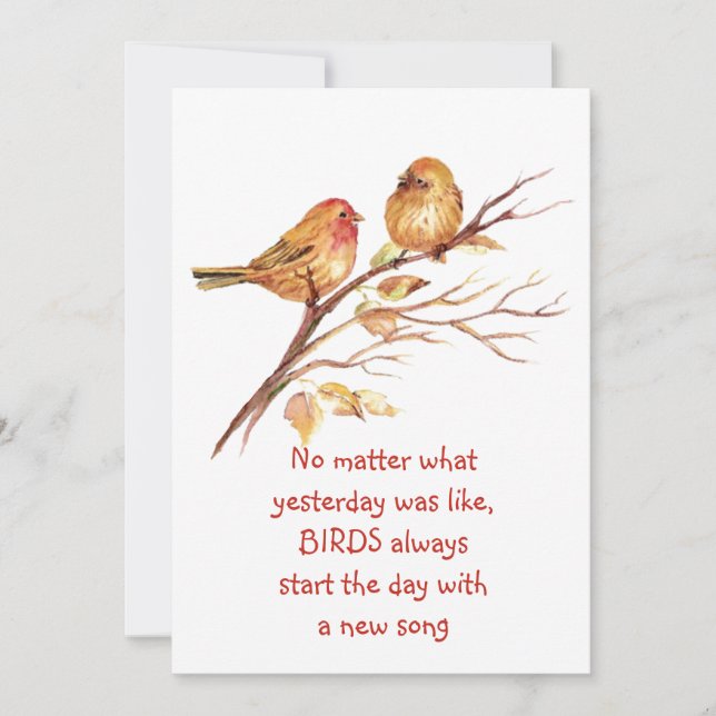 Sparrow Bird Inspirational Encouraging Quote  Card (Front)