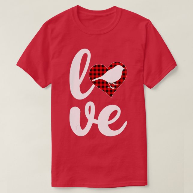 Sparrow Bird Lover Buffalo Plaid Love Sparrow Vale T-Shirt (Design Front)