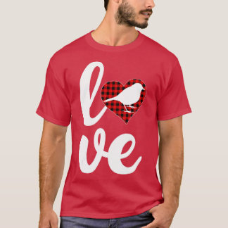 Sparrow Bird Lover Buffalo Plaid Love Sparrow Vale T-Shirt