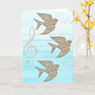 Sparrow Bird Music Blue Sky Card