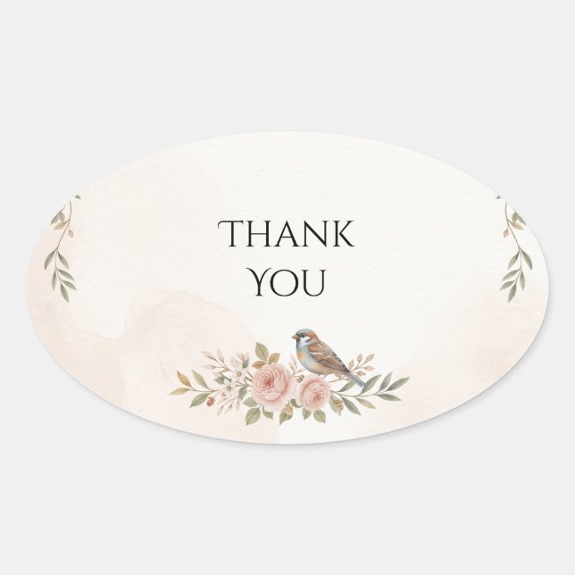 Sparrow Bird Pink Rose Wedding Sticker (Front)