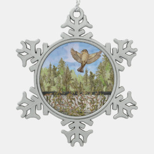 Sparrow Bird Snowflake Framed Ornament