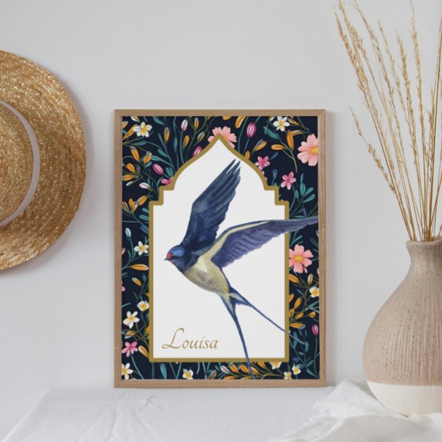 Sparrow Bird Woodland Meadow Maximalist Poster (Creator Uploaded)