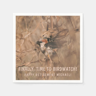Sparrow Birds Funny Birdwatcher Retirement Party Napkin