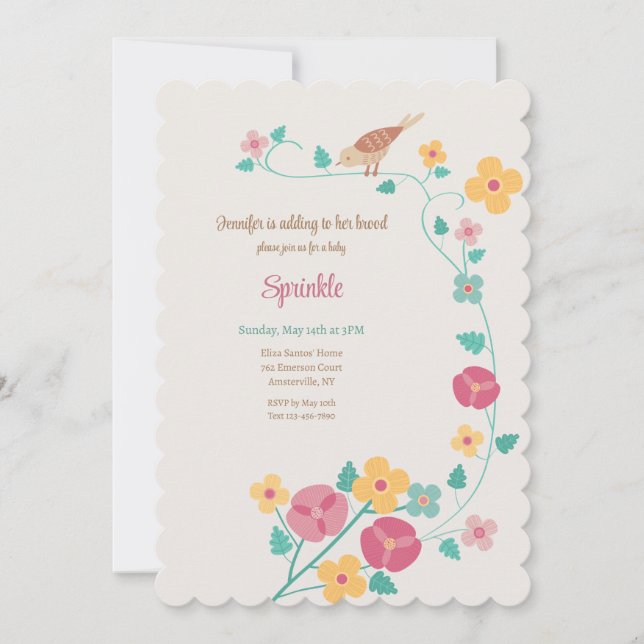 Sparrow Flower Invitation (Front)