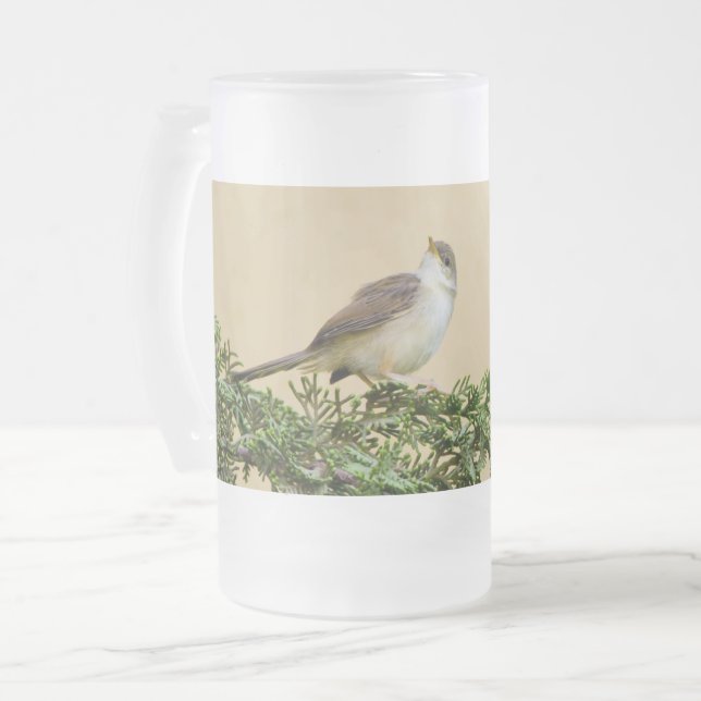 Sparrow  frosted glass beer mug (Front Left)