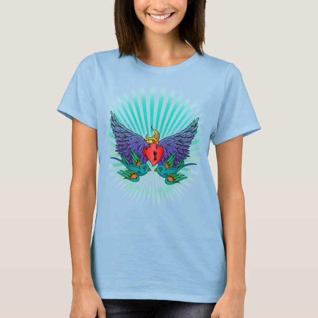 sparrow/heart T-Shirt (Front)