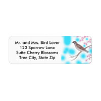 Sparrow in Cherry Blossom Tree Sky Address Labels