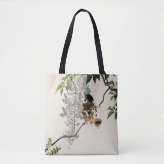 Sparrow on a branch by Kono Bairei Tote Bag