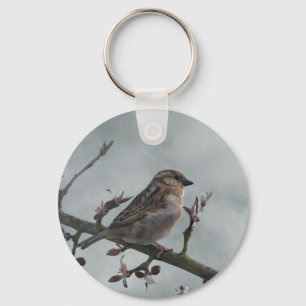 Sparrow on Branch Key Ring