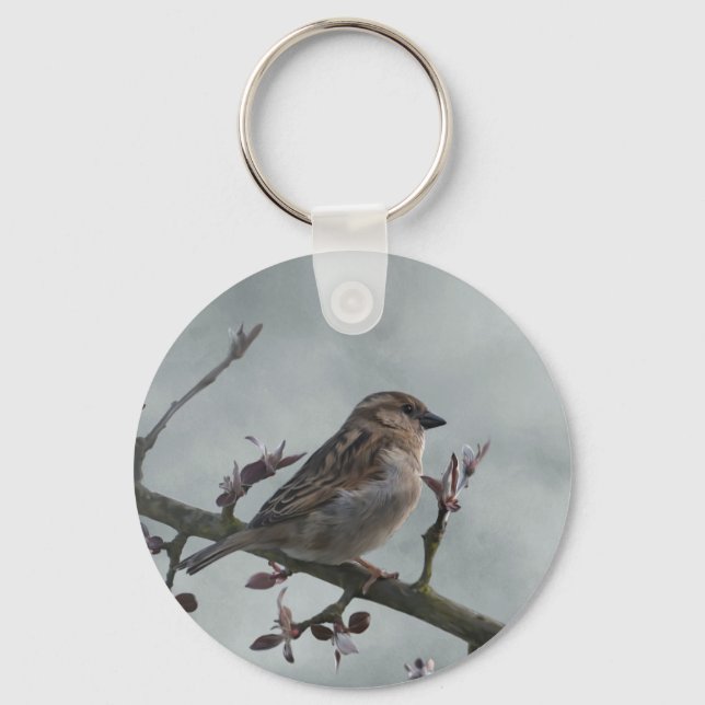 Sparrow on Branch Key Ring (Front)