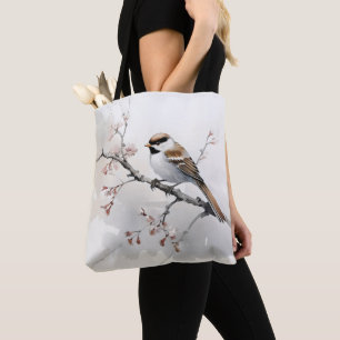 Sparrow on Spring Branch Tote Bag