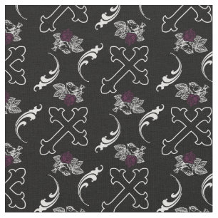 Sparrow Rose Gothic Cross Fabric