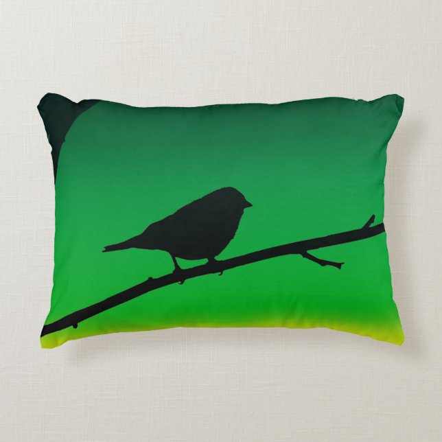 Sparrow Silhouette On Limonene  Decorative Cushion (Front)