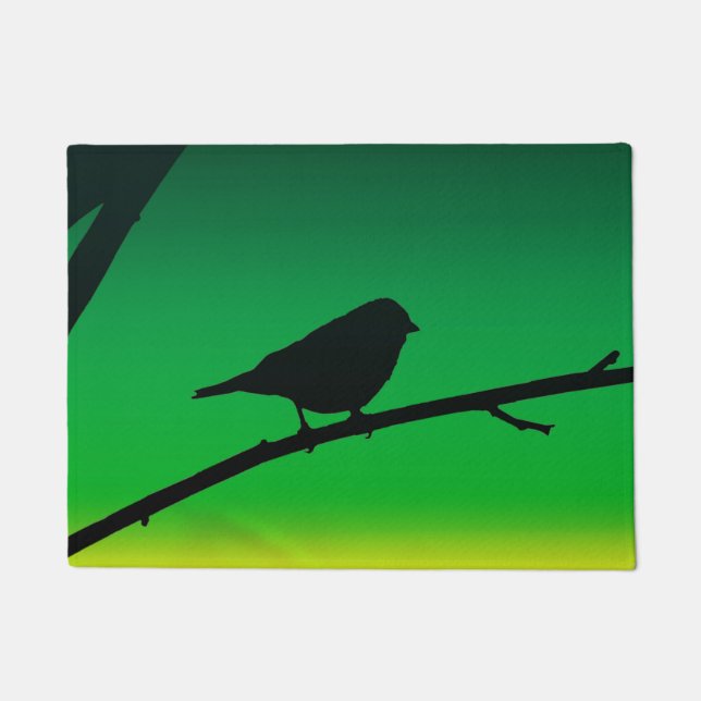 Sparrow Silhouette On Limonene Doormat (Front)