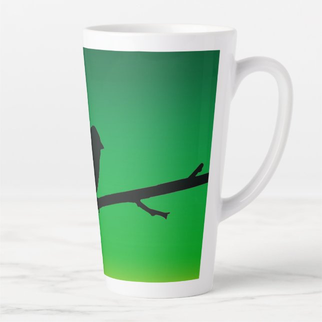 Sparrow Silhouette On Limonene Latte Mug (Right)