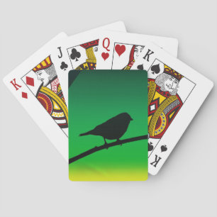 Sparrow Silhouette On Limonene Playing Cards