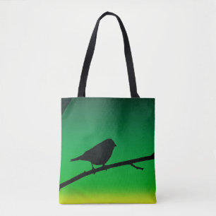 Sparrow Silhouette On Limonene Tote Bag