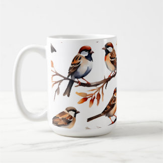 "Sparrow Soiree" Watercolor Artisan Coffee Mug