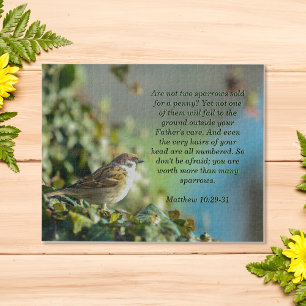 Sparrow with bible verse from Matthew 10:29-31 Jigsaw Puzzle