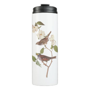 Sparrows and Dogwood Flowers vintage Audubon Thermal Tumbler