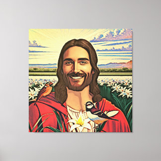 Sparrows and Lilies Canvas Print