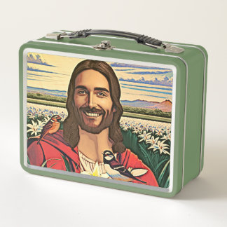 Sparrows and Lilies Metal Lunch Box