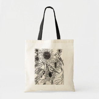Sparrows and Sunflowers Tote Bag