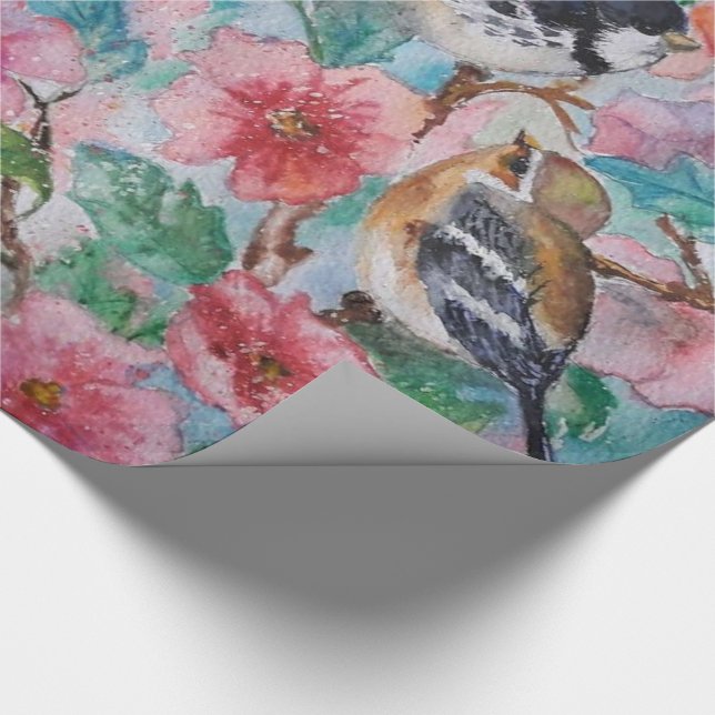 Sparrows Gift Wrapping Paper Spring Design (Corner)