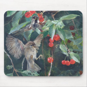 Sparrows in a Cherry Tree, Bruno Liljefors Mouse Mat