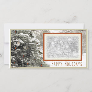 Sparrows in snowy tree holiday Photo Card