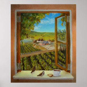Sparrows on the windowsill poster