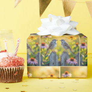 Sparrows Perched On Picket Fence Wrapping Paper