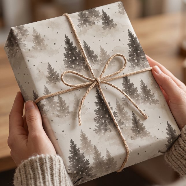 Sparse Brown Pine Forest Christmas Wrapping Paper (Creator Uploaded)