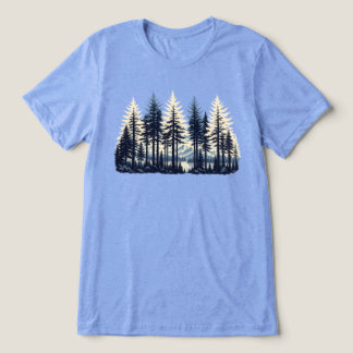 Sparse Forest Pine Trees Mountain Lake Tri-Blend Shirt