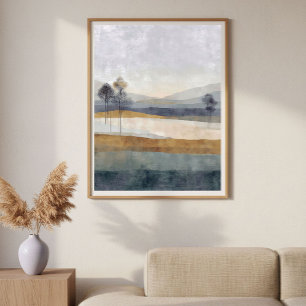 Sparse Trees Horizon Minimal Abstract Landscape Poster