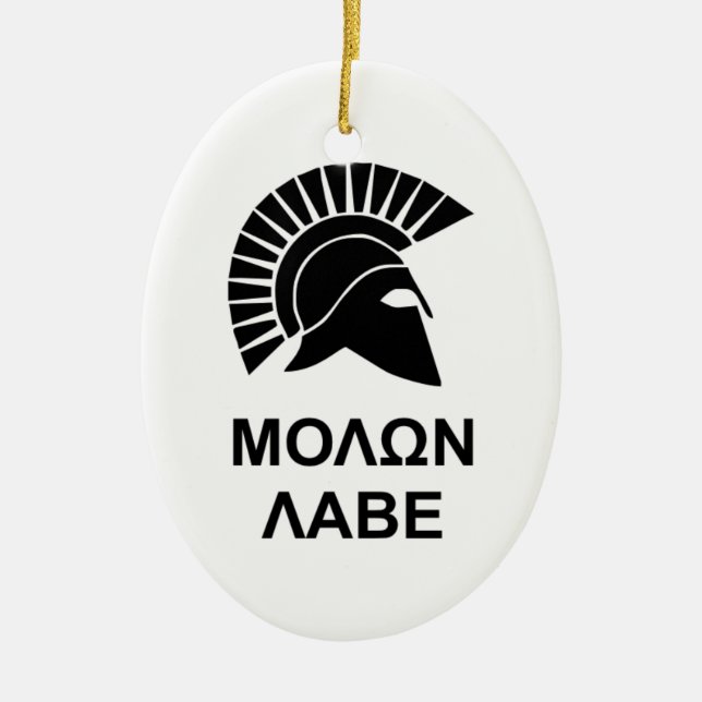 Sparta molon labe ceramic tree decoration (Front)