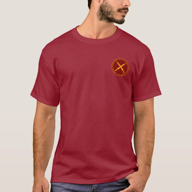 Spartacus Gold and Maroon Seal Shirt (Front)