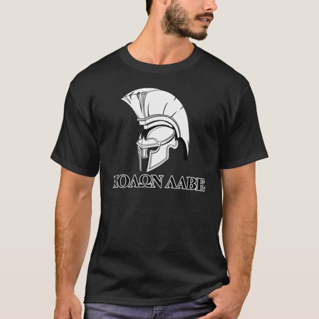 Spartan Greek Helmet Come and Take It Molon Labe T-Shirt (Front)