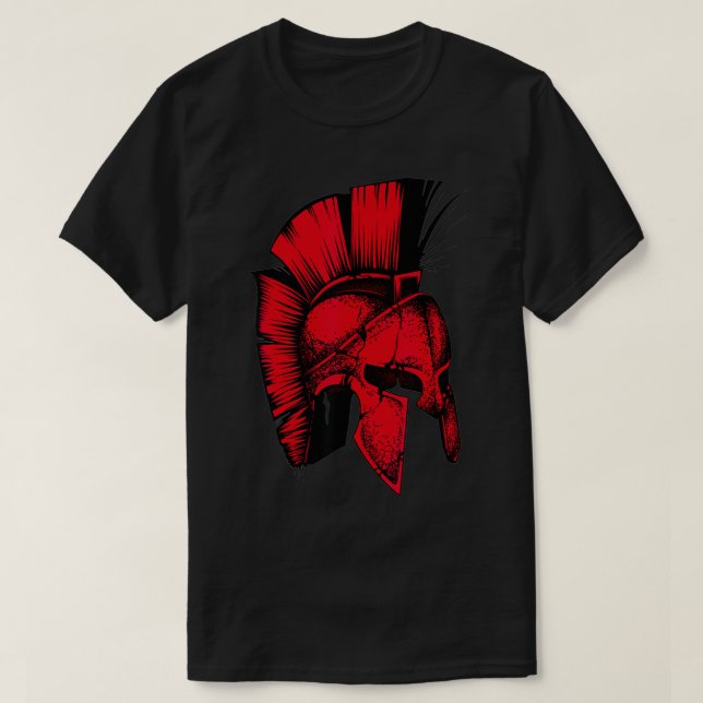 Spartan Greek Helmet  Cute Troy Fighters Funny Gif T-Shirt (Design Front)