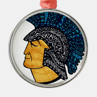 Spartan Head - Blue Metal Tree Decoration