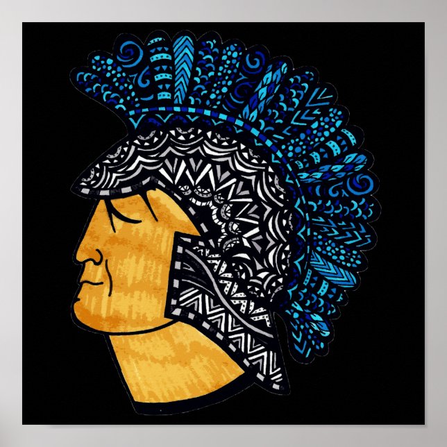 Spartan Head - Blue Poster (Front)