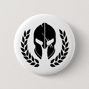 Spartan helmet 6 cm round badge