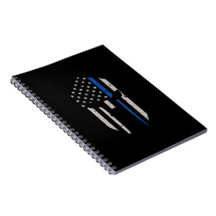 Spartan Helmet Blue Line Flag Notebook