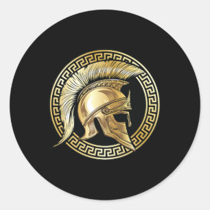 Spartan Helmet Gold Gladiator Sparta Greek Workout Classic Round Sticker