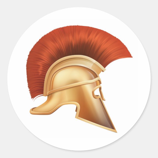 Spartan helmet illustration classic round sticker (Front)