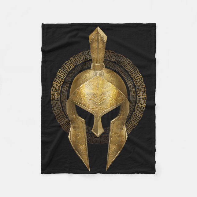 Spartan Helmet Warrior Gold Gladiator Sparta Greek Fleece Blanket (Front)