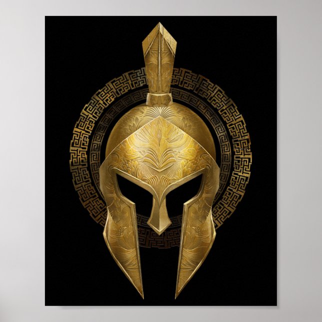 Spartan Helmet Warrior Gold Gladiator Sparta Greek Poster (Front)